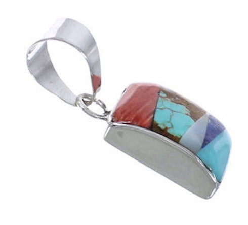 Southwest Sterling Silver And Multicolor Inlay Pendant PX29290